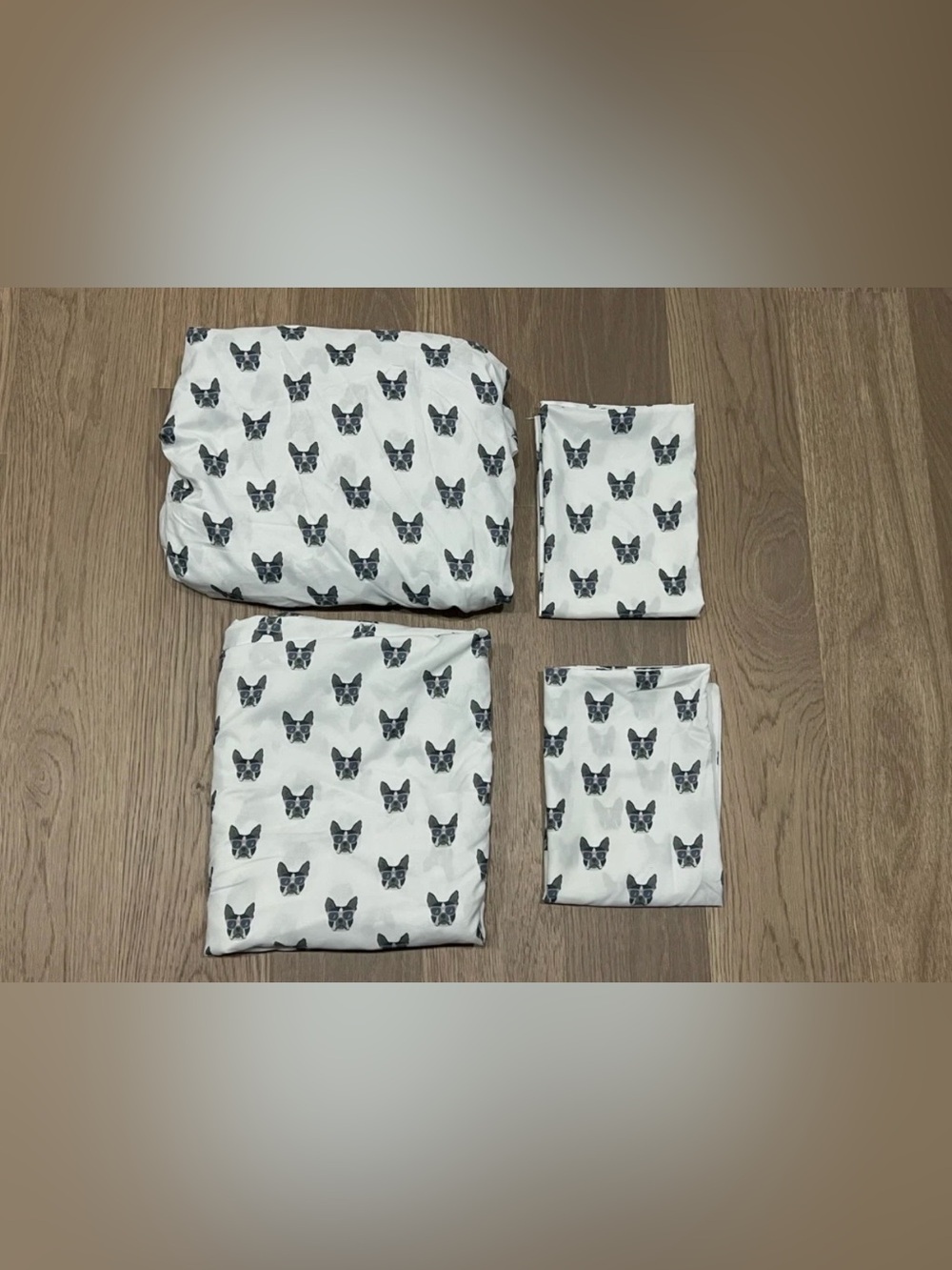 CYNTHIA ROWLEY Queen White FRENCH BULLDOG BOSTON TERRIER Sheet Set 4pc Dog Puppy